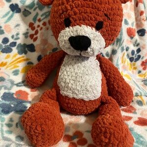 Plush Stuffed Bear Toy - Orange and White